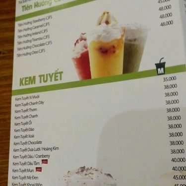 Thực đơn- Cafe Trà Sữa Tiên Hưởng Cotcha - Cách Mạng Tháng 8