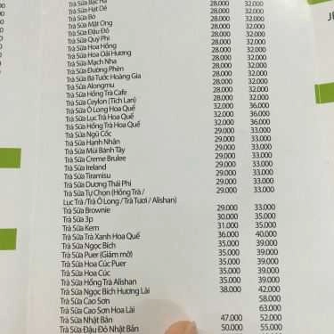 Thực đơn- Cafe Trà Sữa Tiên Hưởng - Pico Lotte