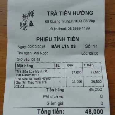 Tổng hợp- Cafe Trà Sữa Tiên Hưởng - Quang Trung