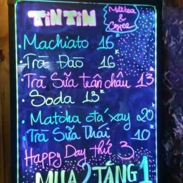 Thực đơn- Cafe Trà Sữa Tin Tin - Vạn Kiếp