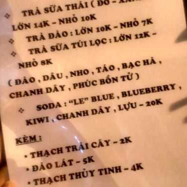 Thực đơn- Ăn vặt Trà Sữa Túi Lọc 298 - Hoàng Hoa Thám