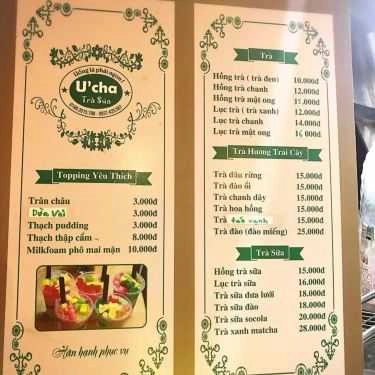 Thực đơn- Cafe Trà Sữa U' Cha