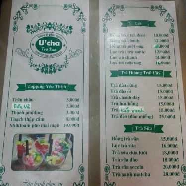 Thực đơn- Cafe Trà Sữa U' Cha