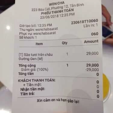 Tổng hợp- Cafe Trà Sữa Won Cha - Bàu Cát