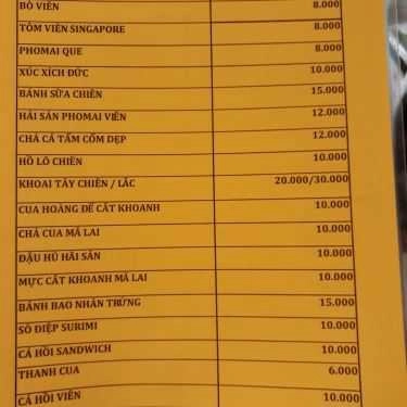 Thực đơn- Ăn vặt Trà Sữa Xiên Que Hạo Mập