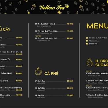 Thực đơn- Cafe Trà Sữa Yellow Tea - Lê Văn Sỹ