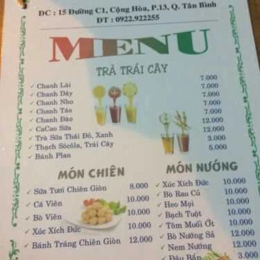 Thực đơn- Ăn vặt Trà Trái Cây