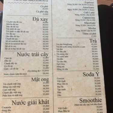Thực đơn- Tractor Coffee