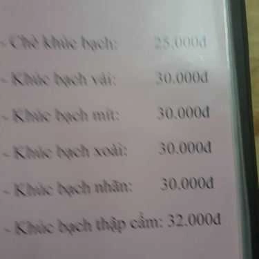 Thực đơn- Thanh Niên - Ăn Vặt Bình Dân