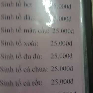 Thực đơn- Thanh Niên - Ăn Vặt Bình Dân