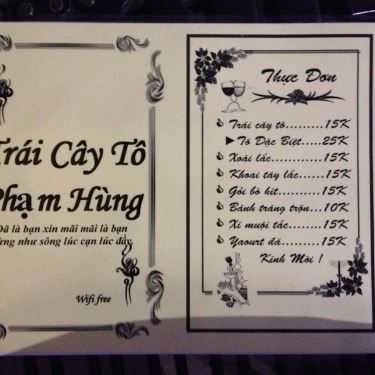Thực đơn- Ăn vặt Trái Cây Tô - Phạm Hùng