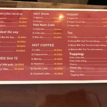 Thực đơn- Transform Coffee House's