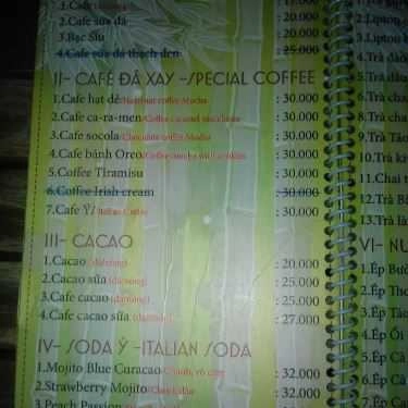 Thực đơn- Tre Coffee