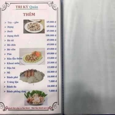 Thực đơn- Quán Nhậu Tri Kỷ Quán - Bò Tơ & Hải Sản