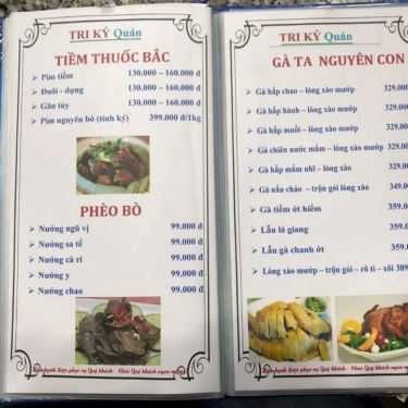 Thực đơn- Quán Nhậu Tri Kỷ Quán - Bò Tơ & Hải Sản