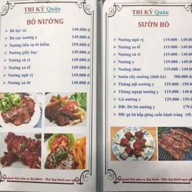 Thực đơn- Quán Nhậu Tri Kỷ Quán - Bò Tơ & Hải Sản