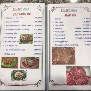 Thực đơn- Quán Nhậu Tri Kỷ Quán - Bò Tơ & Hải Sản