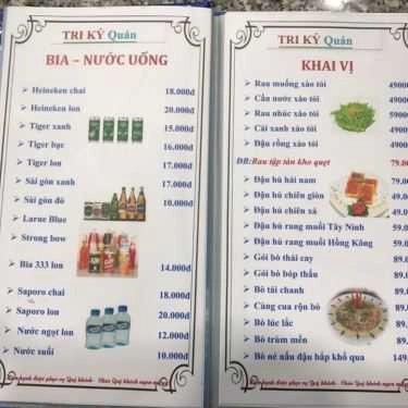 Thực đơn- Quán Nhậu Tri Kỷ Quán - Bò Tơ & Hải Sản