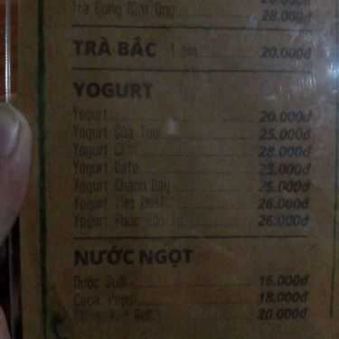 Thực đơn- Trinh House Cafe