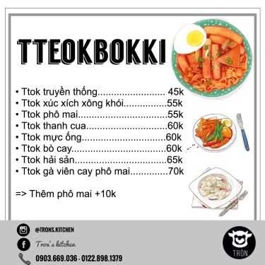 Thực đơn- Quán Cơm Tròn's Kitchen - Giao Cơm Văn Phòng