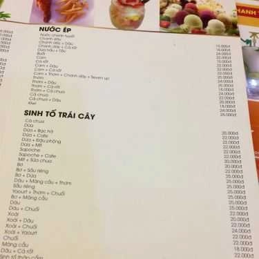 Thực đơn- Cafe Tropical Juice - Trà Sữa & Trái Cây