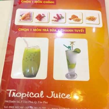Thực đơn- Cafe Tropical Juice - Trà Sữa & Trái Cây