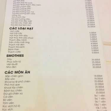 Thực đơn- Cafe Tropical Juice - Trà Sữa & Trái Cây
