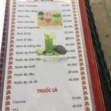 Thực đơn- Trúc Lâm Viên - Cafe Sân Vườn - Đường Số 12
