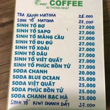 Thực đơn- True Coffee