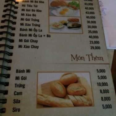 Thực đơn- Tuấn Ngọc Cafe - Hoàng Văn Thụ