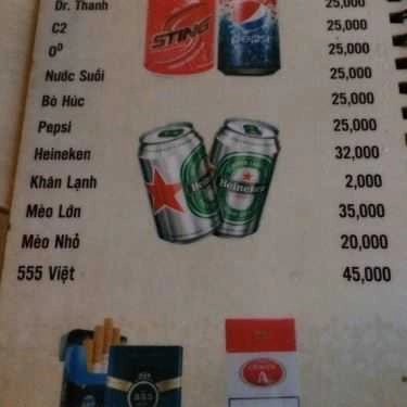Thực đơn- Tuấn Ngọc Cafe - Hoàng Văn Thụ