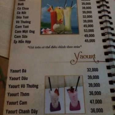 Thực đơn- Tuấn Ngọc Cafe - Hoàng Văn Thụ