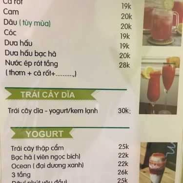 Thực đơn- Cafe Tường Vy - Tea & Milkshake