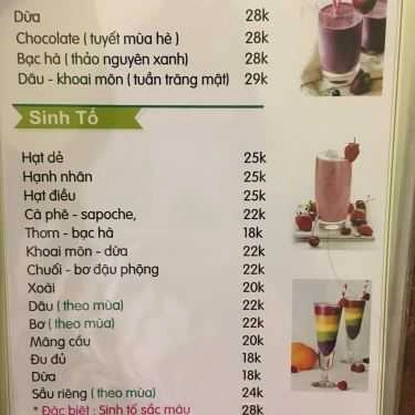 Thực đơn- Cafe Tường Vy - Tea & Milkshake