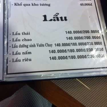 Thực đơn- Quán Ăn Nhà Hàng Vườn Chay Garden