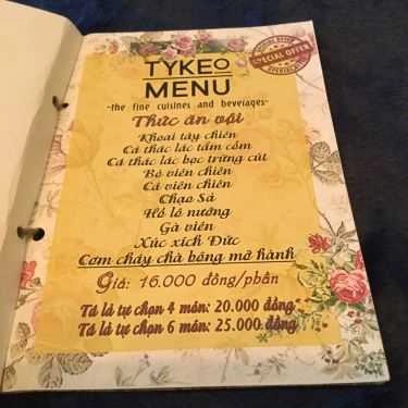 Thực đơn- Cafe TYKEO - The Drink And Workshop