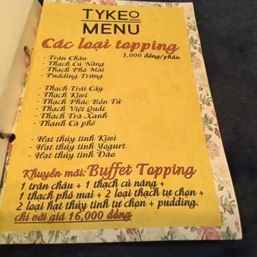 Thực đơn- Cafe TYKEO - The Drink And Workshop