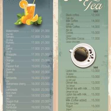 Thực đơn- U Coffee - Cộng Hòa