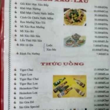 Thực đơn- Quán Nhậu Ốc Đêm - Cầu Xéo