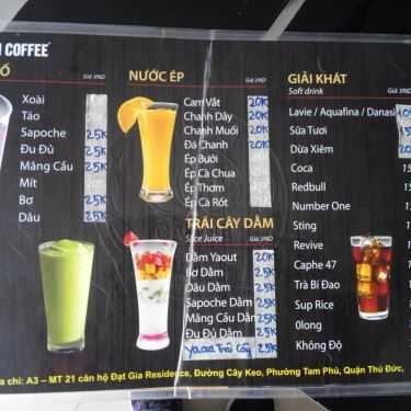 Thực đơn- Napoli Coffee - Cây Keo