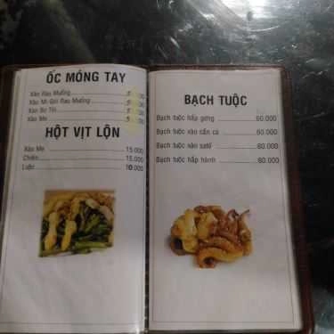 Thực đơn- Quán Nhậu Quán Ốc 168