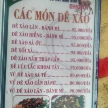Thực đơn- Quán Nhậu Chuẩn Dê Núi Ninh Bình