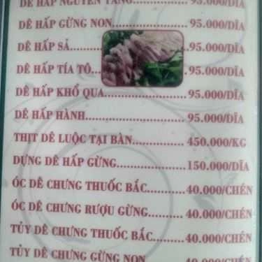 Thực đơn- Quán Nhậu Chuẩn Dê Núi Ninh Bình
