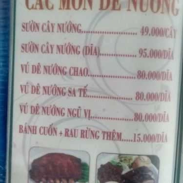 Thực đơn- Quán Nhậu Chuẩn Dê Núi Ninh Bình