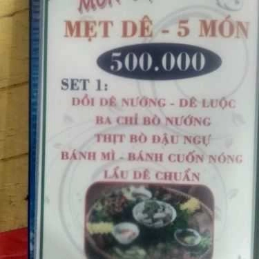 Thực đơn- Quán Nhậu Chuẩn Dê Núi Ninh Bình