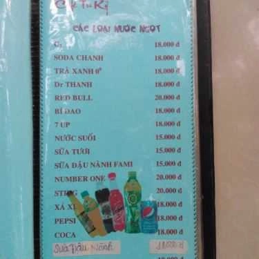 Thực đơn- Tri Kỷ Cafe - Lý Tế Xuyên