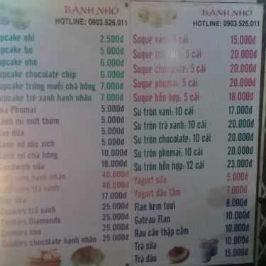 Thực đơn- Tiệm Bánh Nhỏ