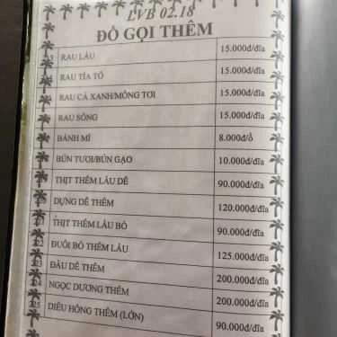 Thực đơn- Quán Nhậu Dê Phát Tài