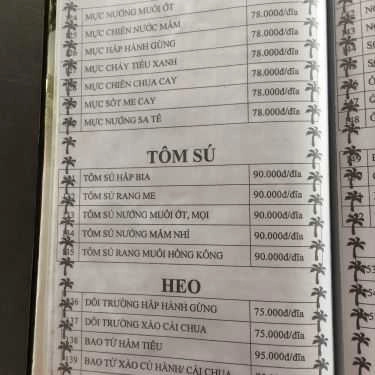 Thực đơn- Quán Nhậu Dê Phát Tài