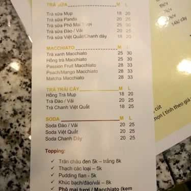 Thực đơn- Cafe Mụp - Trà Sữa & Ăn Vặt